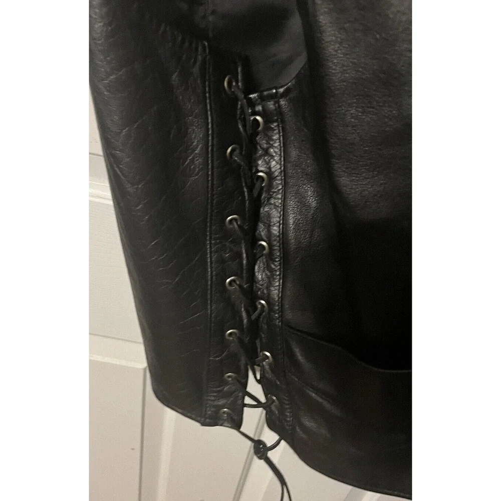 Brackney Leather Men's Black Leather Biker Vest, Size‎ 52